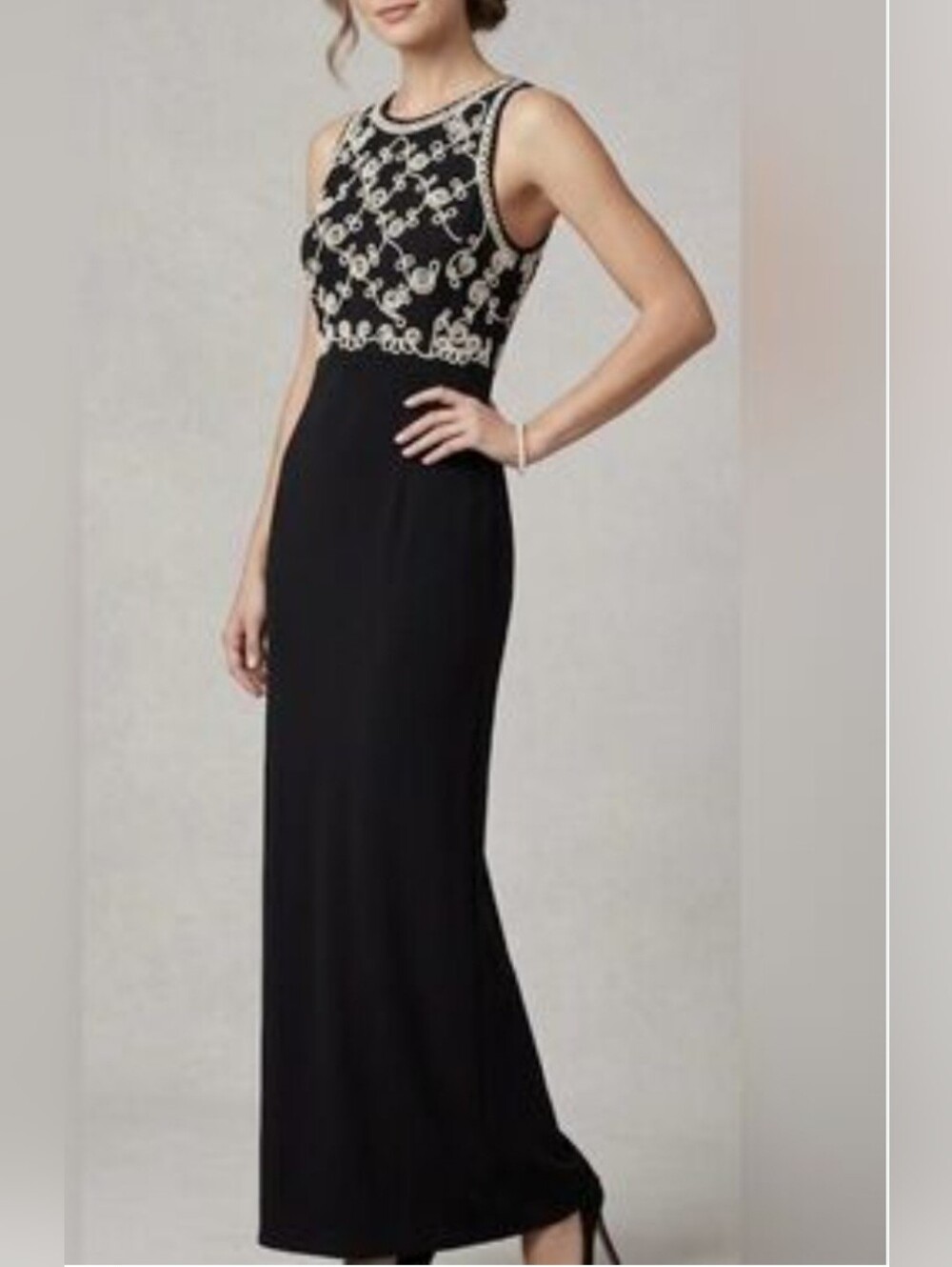 Scott McClintock Black and White Vintage  Sleeveless Evening Maxi Dress Size 12